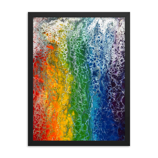 Rainbow Flag fluid art print, LGBTQ framed poster