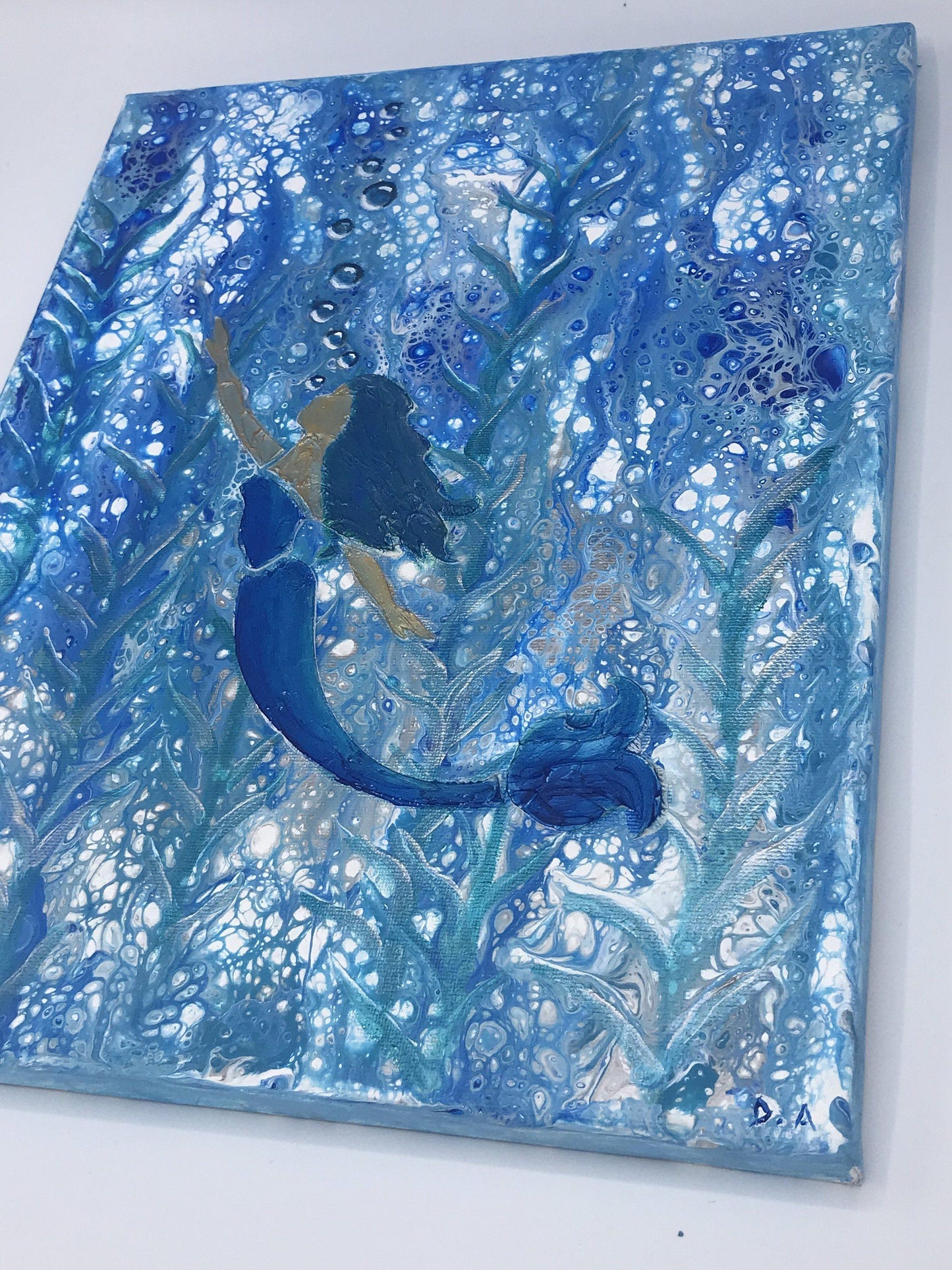 “Mermaid,” Original Acrylic Painting - Fluid Art