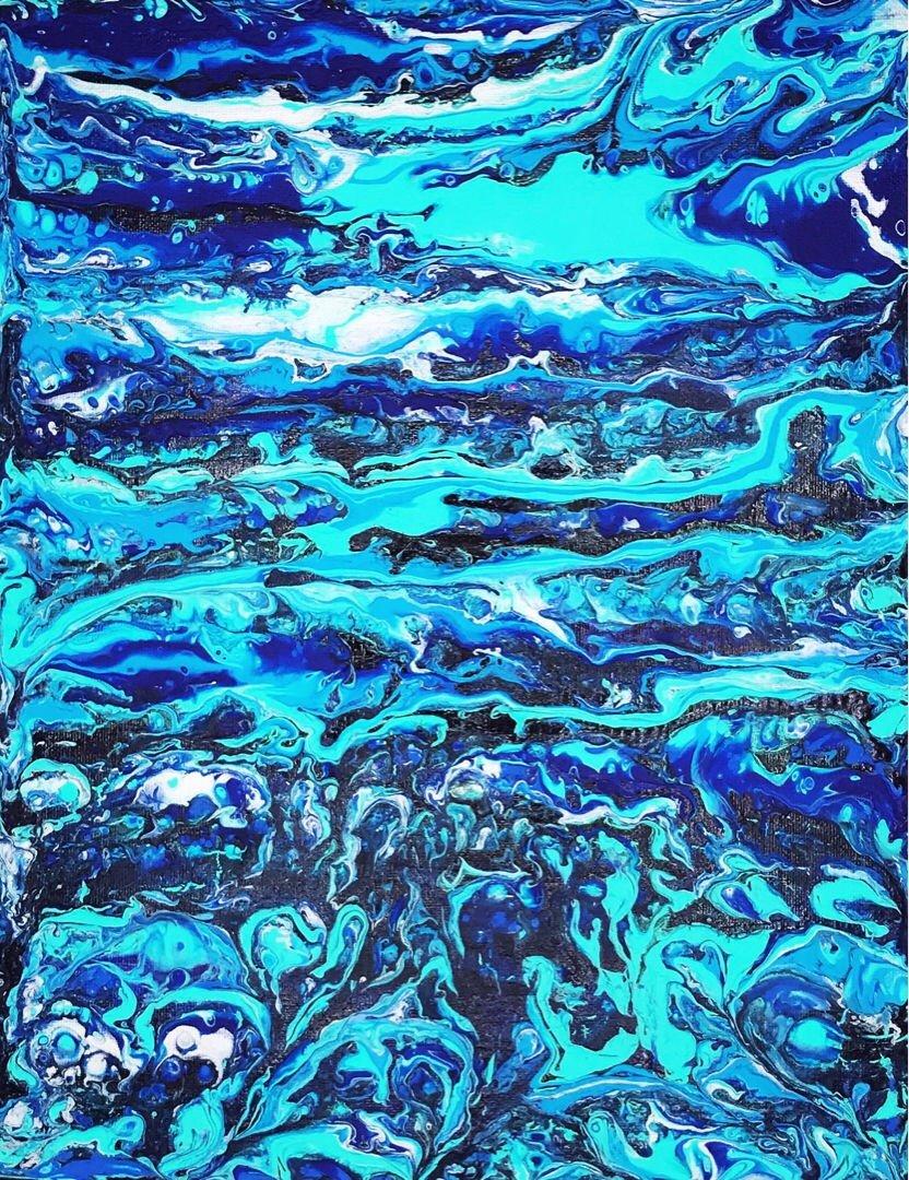 Original Acrylic Painting fluid art on canvas panel, acrylic pour, Blu –  Dee's Fine Art