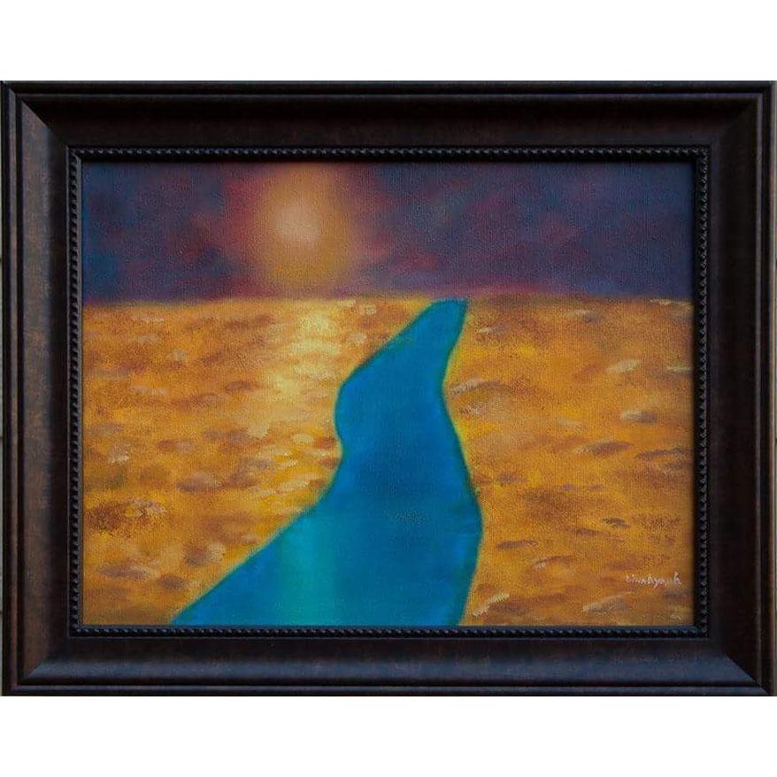 The Burning Sun Original Oil Painting, Framed