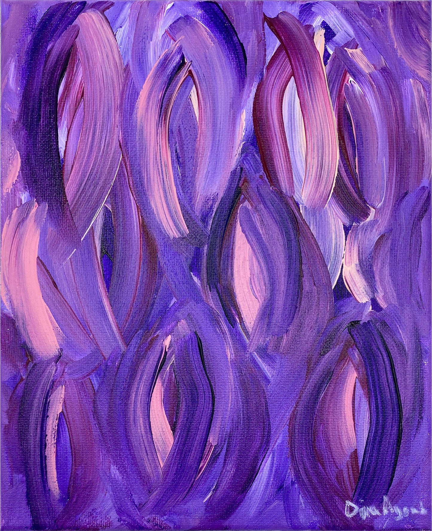 Abstract original acrylic painting in purple and pink