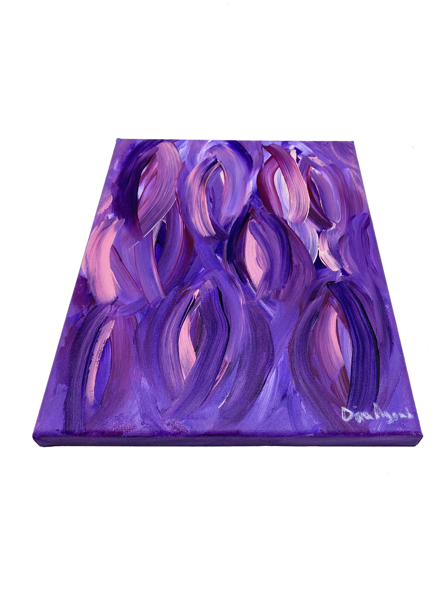 Abstract original acrylic painting in purple and pink