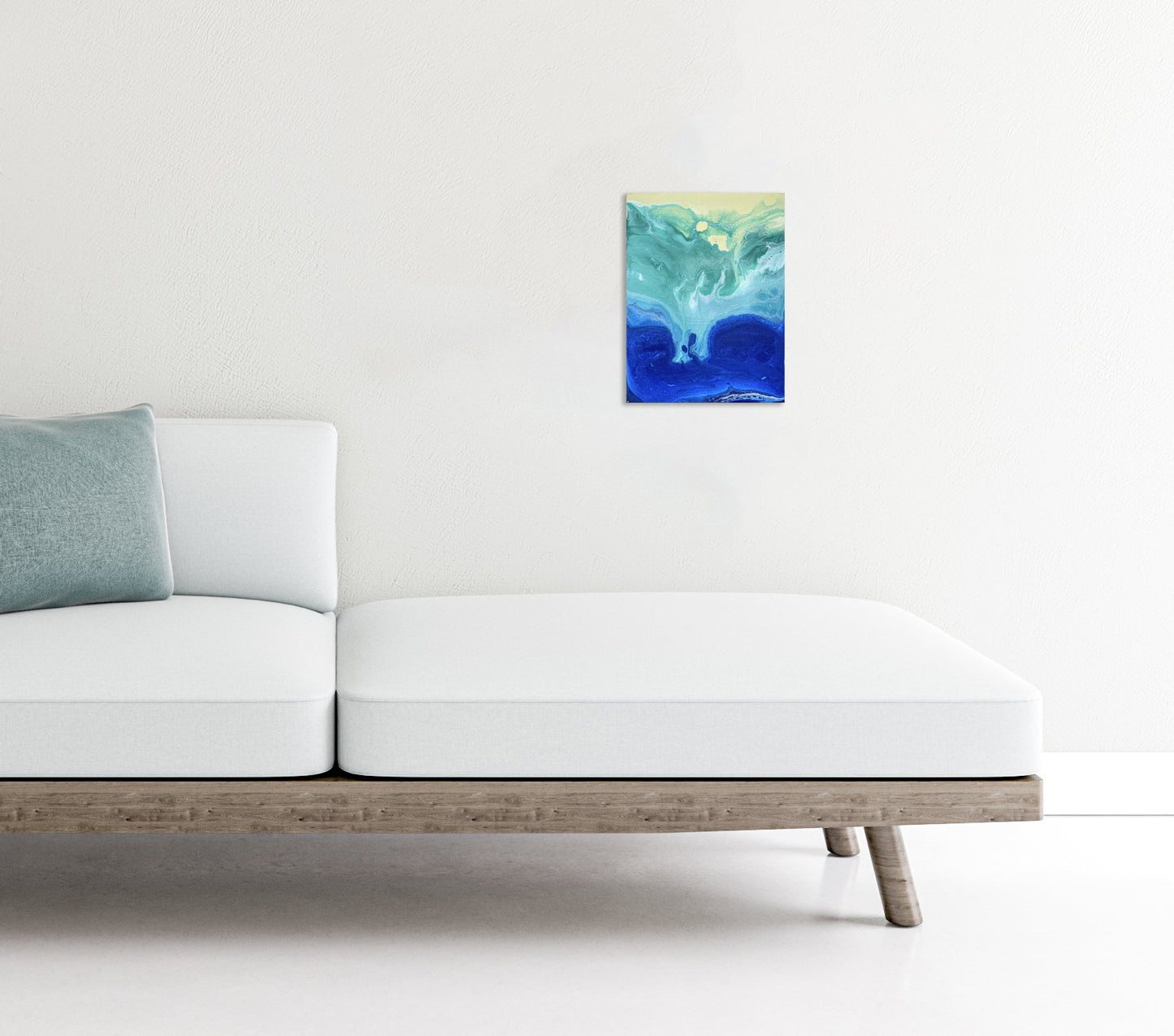 Ocean Beach & Wave Fluid Art Original Acrylic Painting
