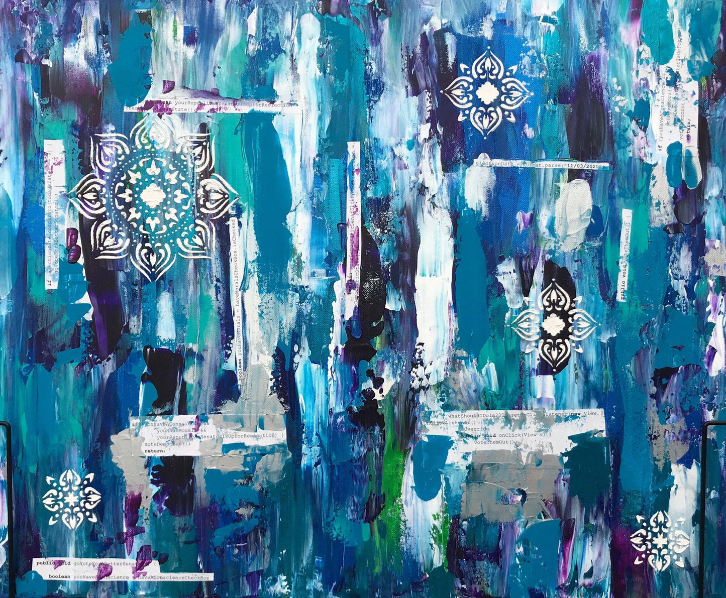 Code art acrylic painting, political art (left/Democrats)