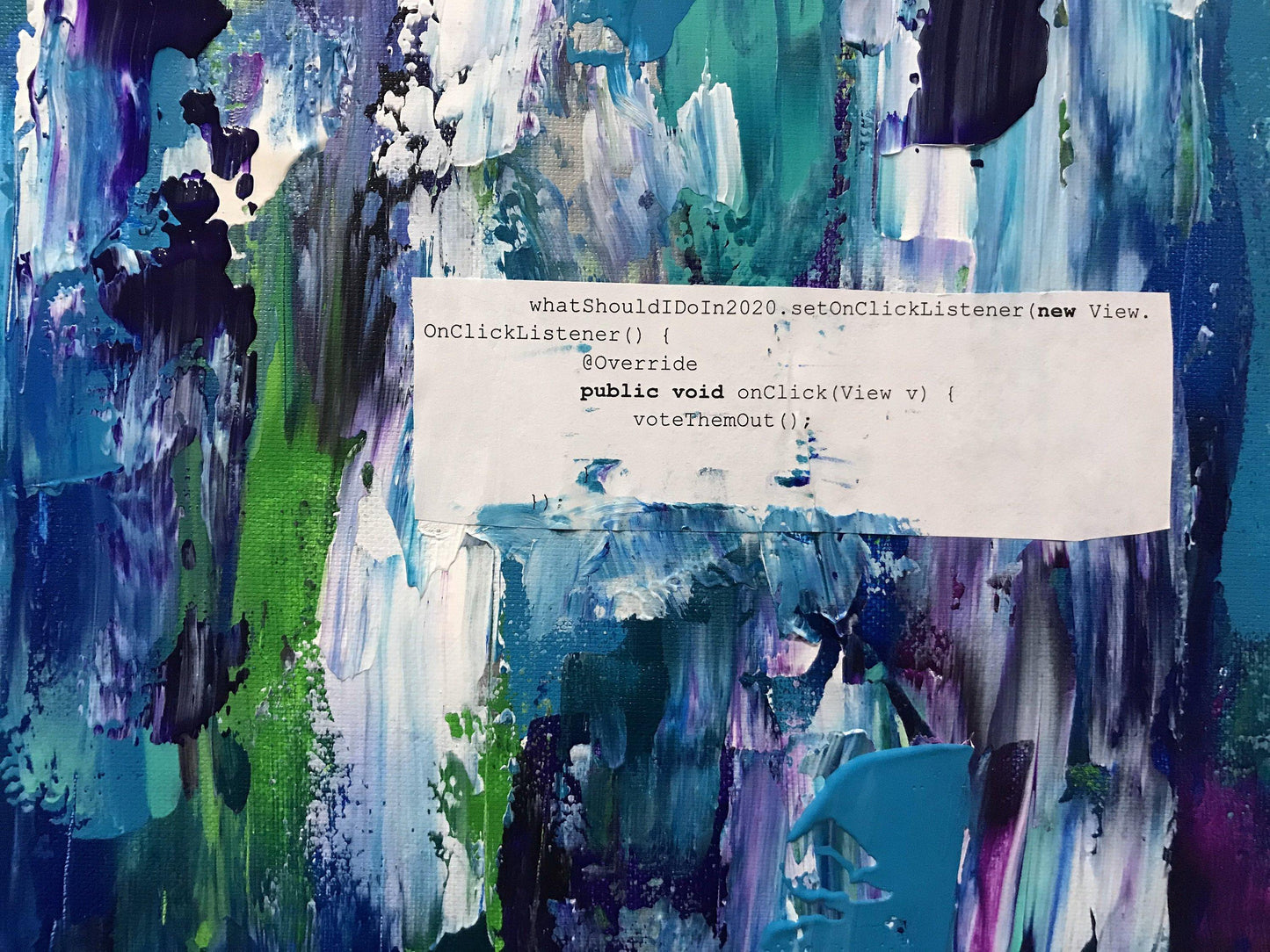 Code art acrylic painting, political art (left/Democrats)