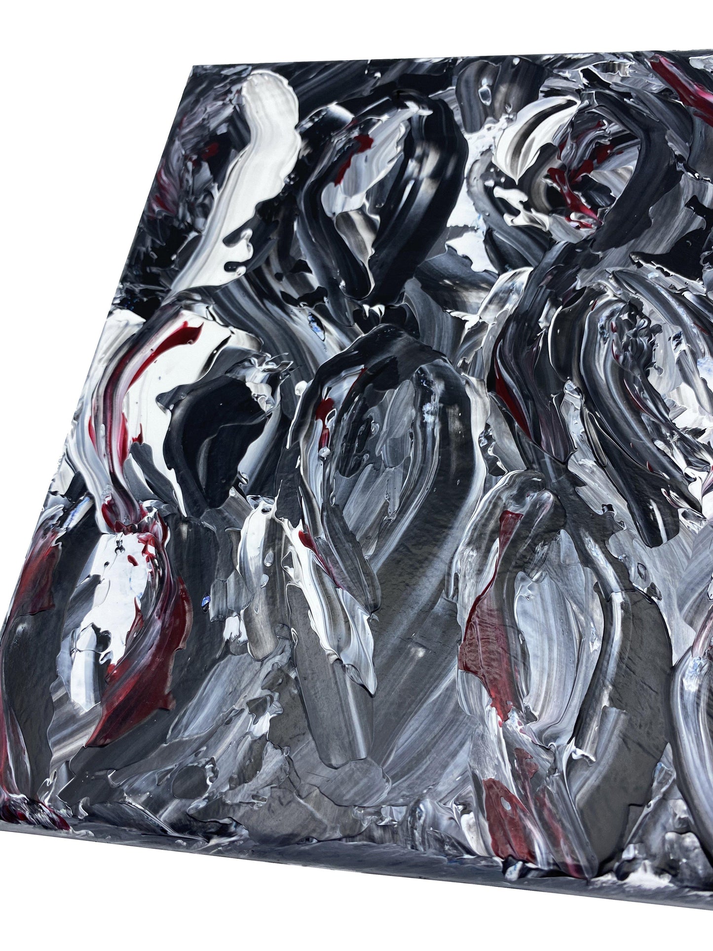 Original abstract acrylic painting honoring women's health in black, white and red