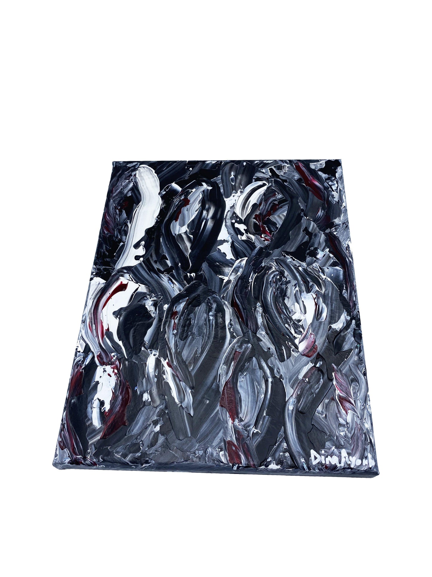 Original abstract acrylic painting honoring women's health in black, white and red
