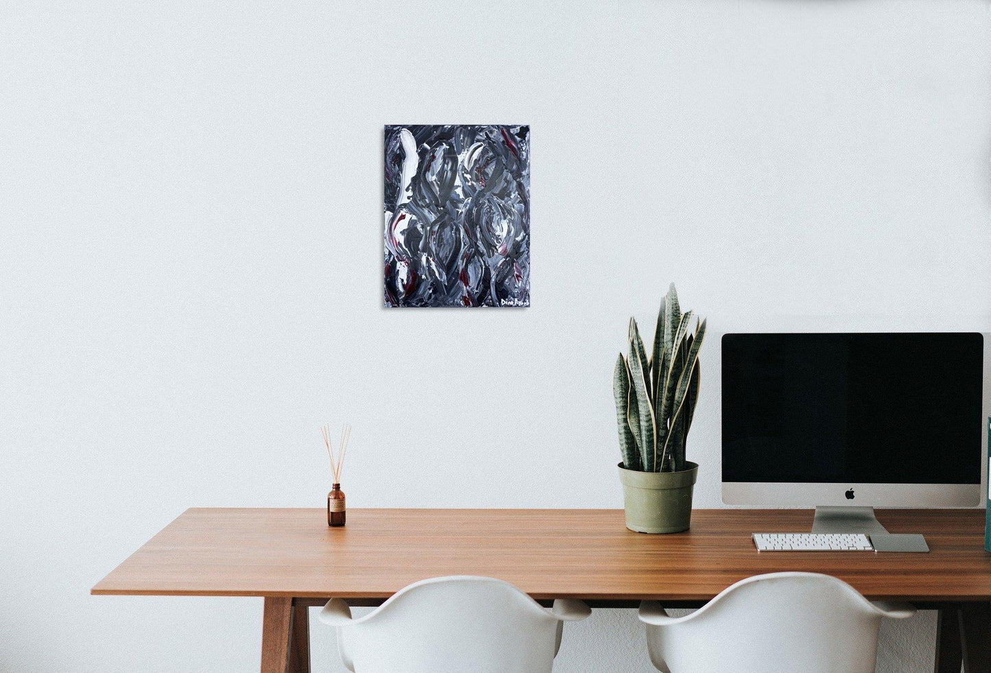 Original abstract acrylic painting honoring women's health in black, white and red