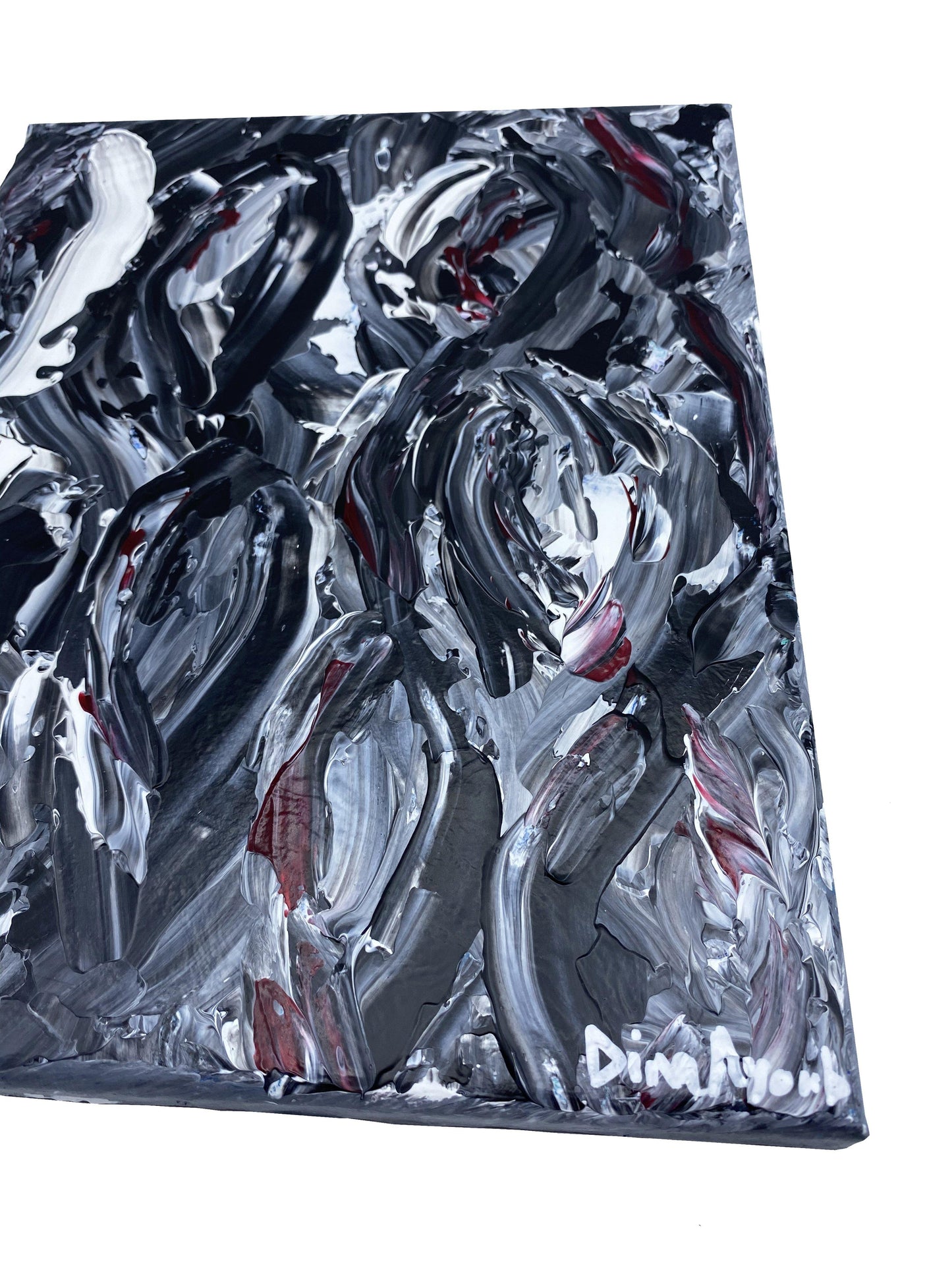 Original abstract acrylic painting honoring women's health in black, white and red