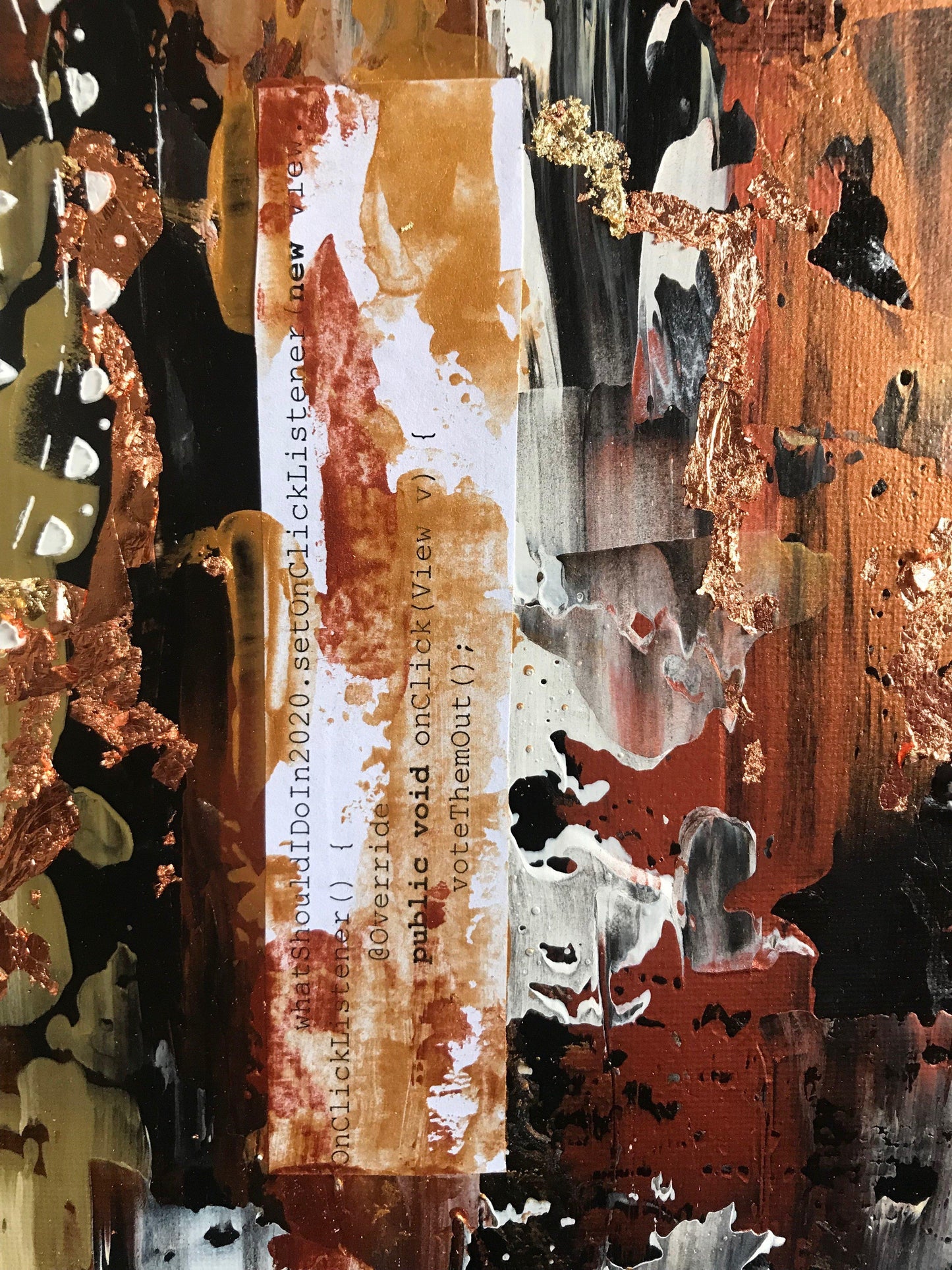 Original painting - political abstract art with code encouraging voting