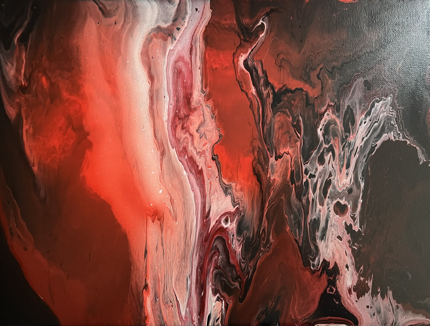 Red & black fluid artwork original acrylic painting