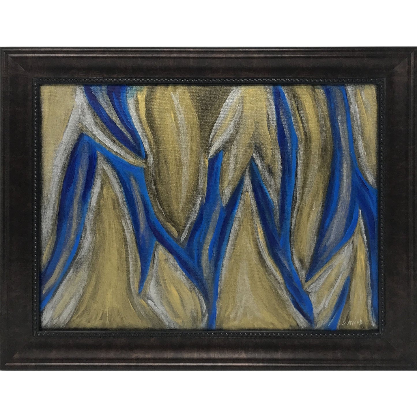 Abstract original oil painting, "The Flames and The Sea" Framed
