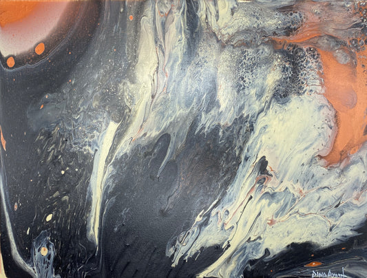 “Molten Core,” Original Acrylic Painting, Fluid Abstract Art