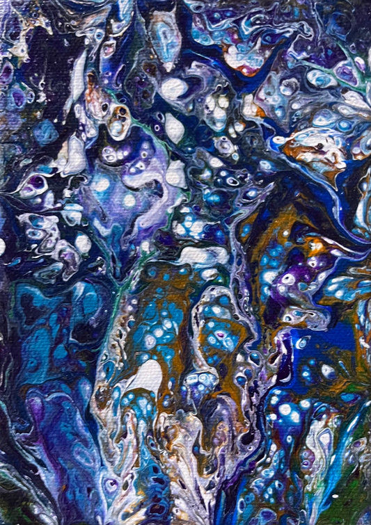 Mini Abstract Fluid Art Original Acrylic Painting