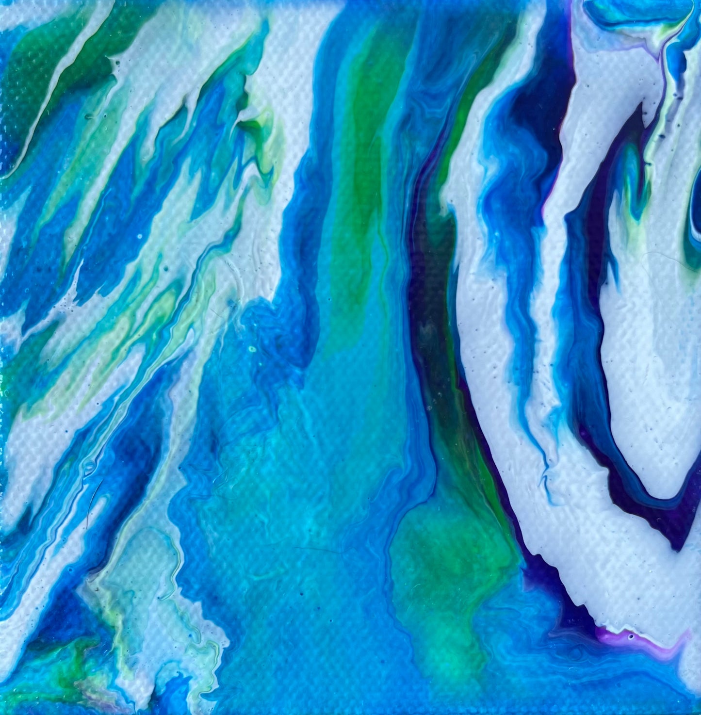 Blue Green Ocean and Beach Original Acrylic Fluid Abstract Art Painting