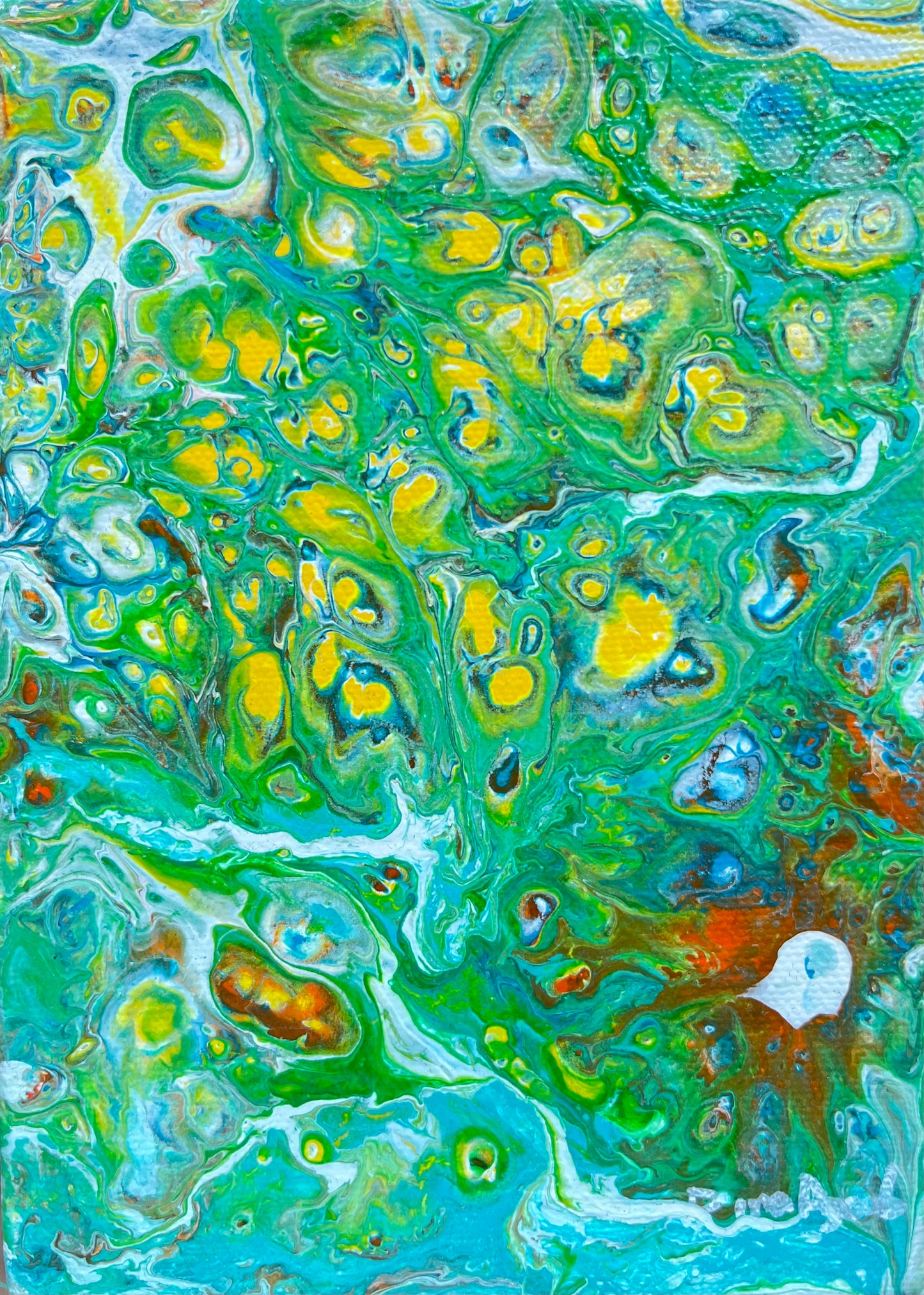 Mini Original Acrylic Painting, Abstract Fluid Art on 5" x 7" Canvas