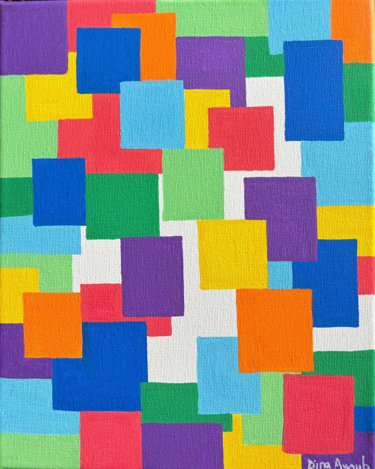 Colorful Geometric Mini Acrylic Paintting 8" x 10"