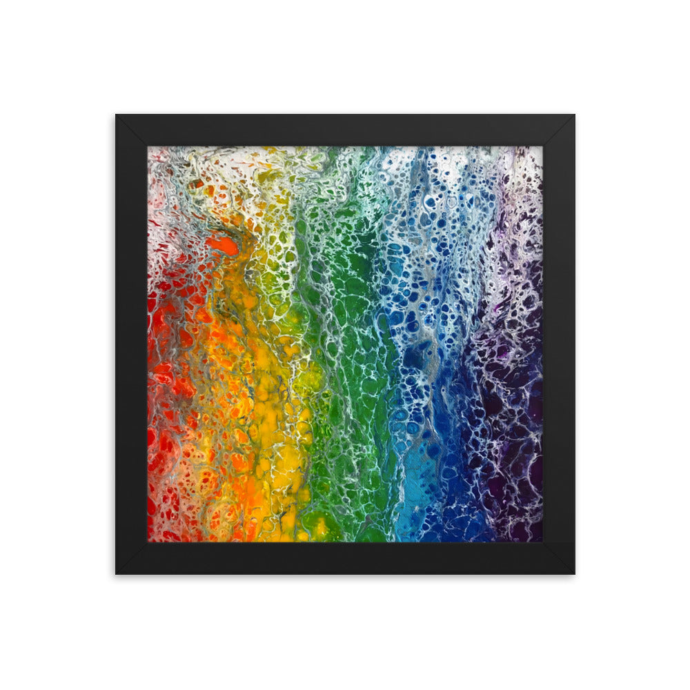 Rainbow Flag fluid art print, LGBTQ framed poster