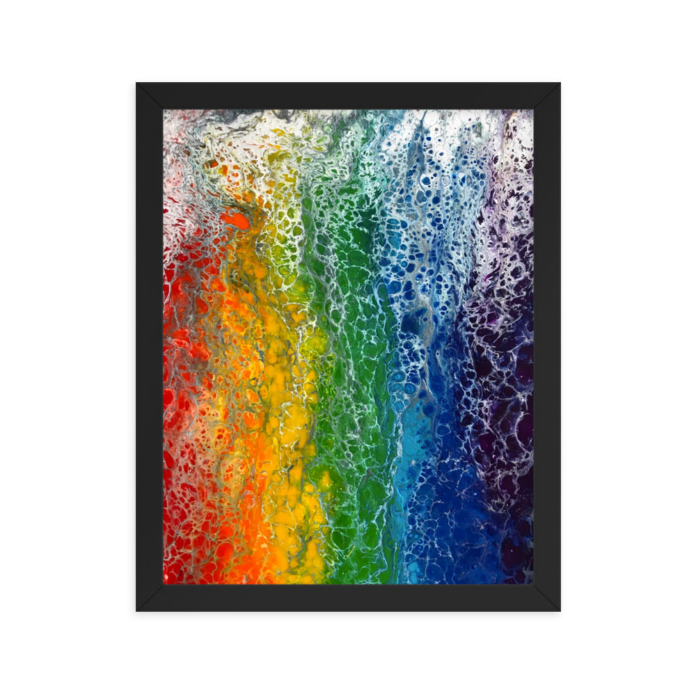 Rainbow Flag fluid art print, LGBTQ framed poster