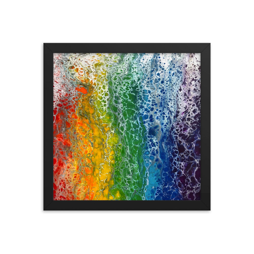 Rainbow Flag fluid art print, LGBTQ framed poster