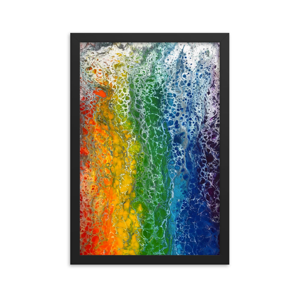 Rainbow Flag fluid art print, LGBTQ framed poster