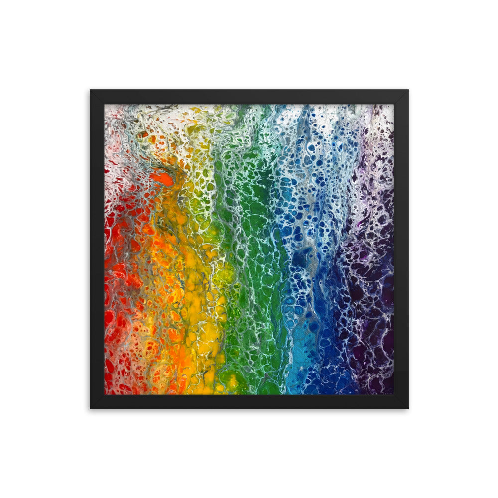 Rainbow Flag fluid art print, LGBTQ framed poster