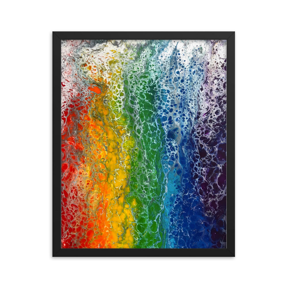 Rainbow Flag fluid art print, LGBTQ framed poster