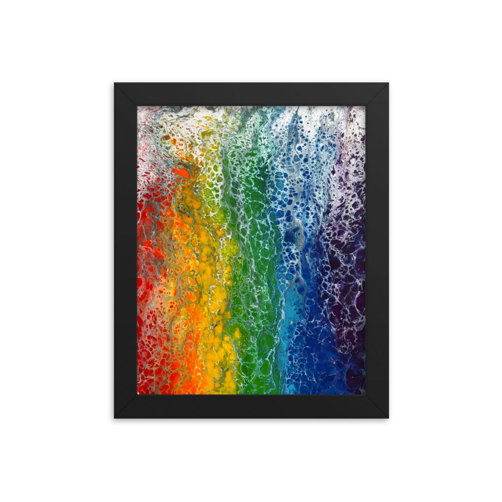 Rainbow Flag fluid art print, LGBTQ framed poster