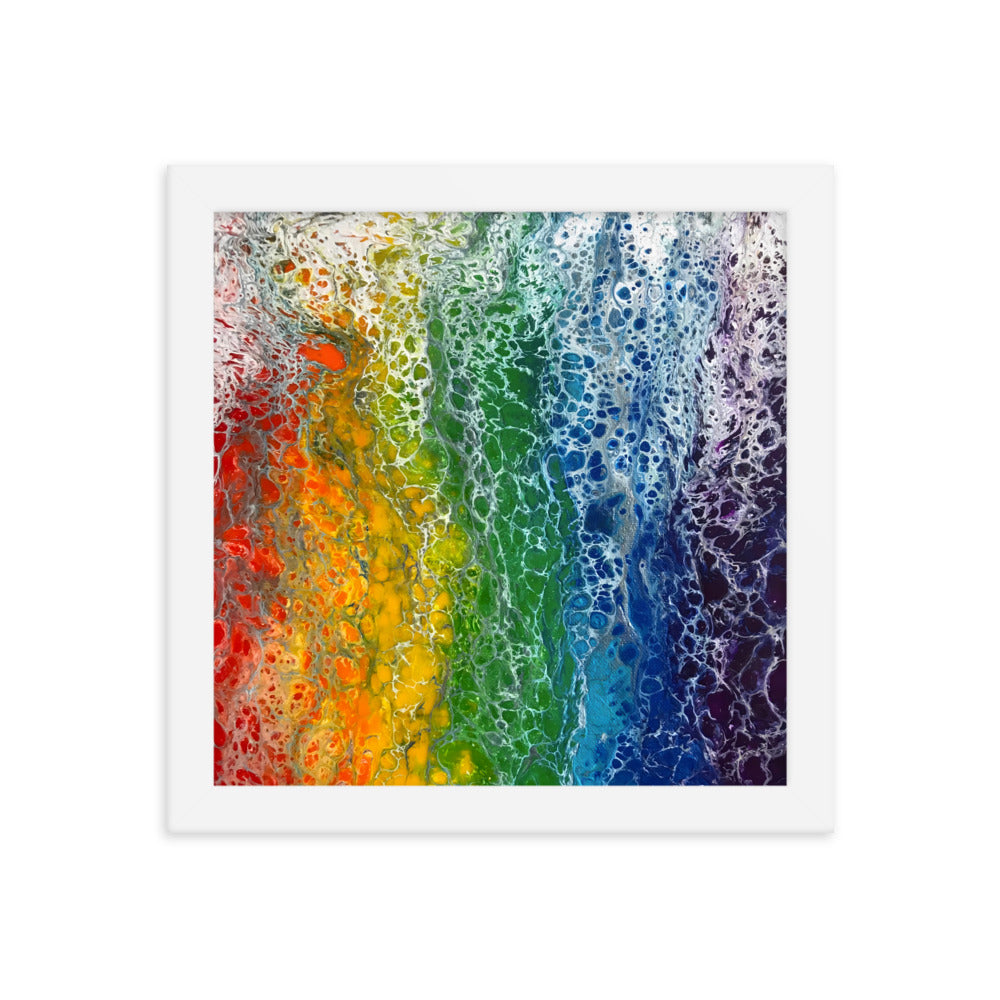 Rainbow Flag fluid art print, LGBTQ framed poster