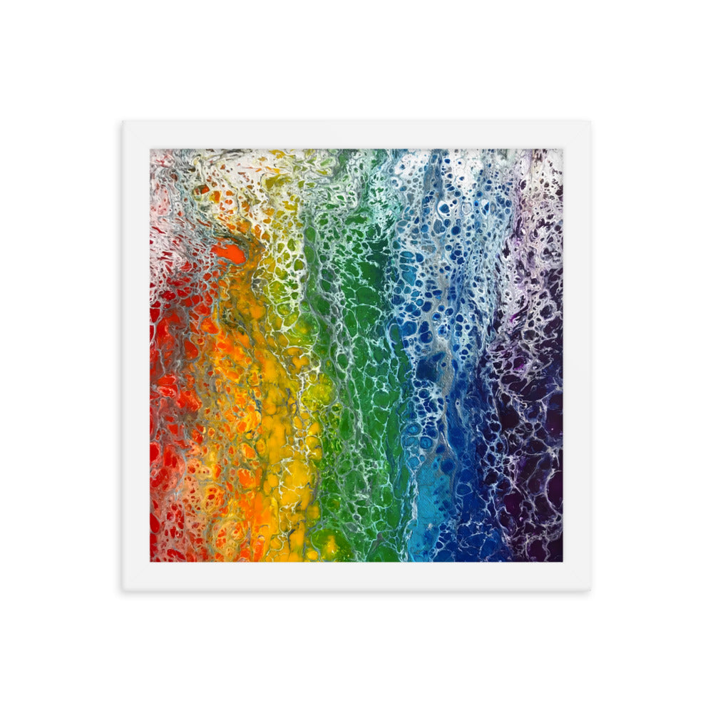 Rainbow Flag fluid art print, LGBTQ framed poster