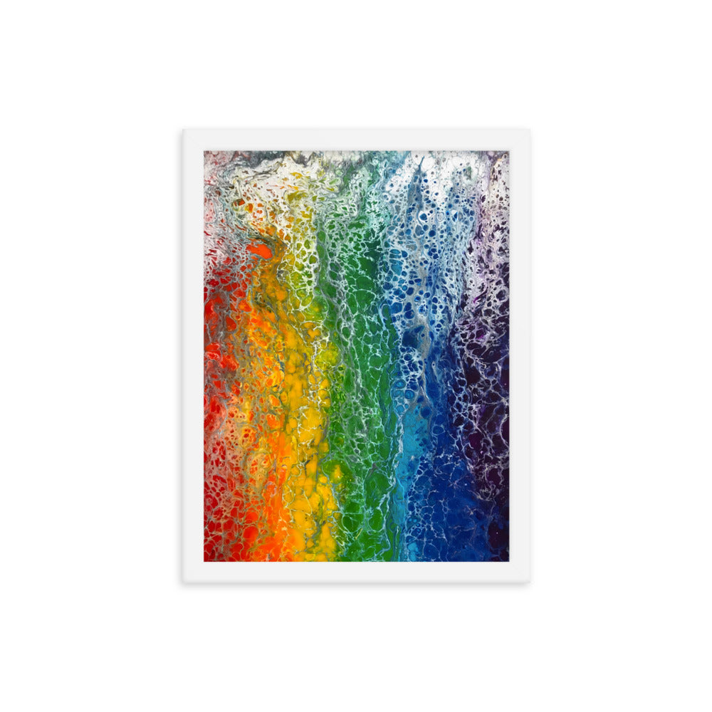 Rainbow Flag fluid art print, LGBTQ framed poster