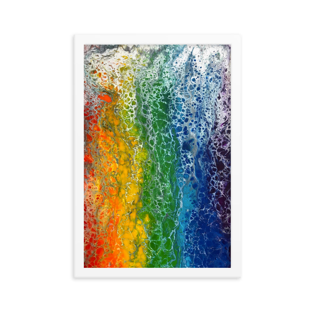 Rainbow Flag fluid art print, LGBTQ framed poster