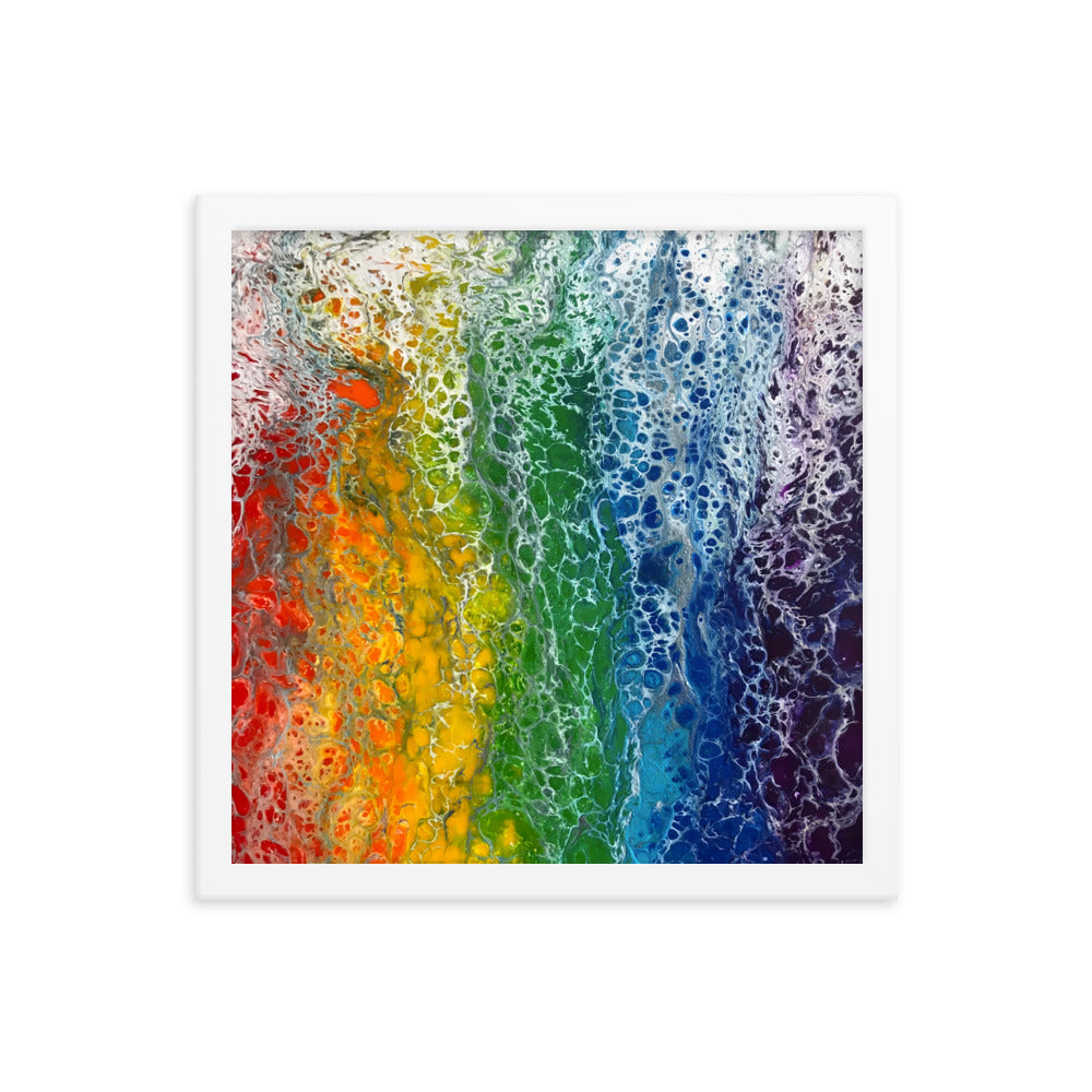 Rainbow Flag fluid art print, LGBTQ framed poster