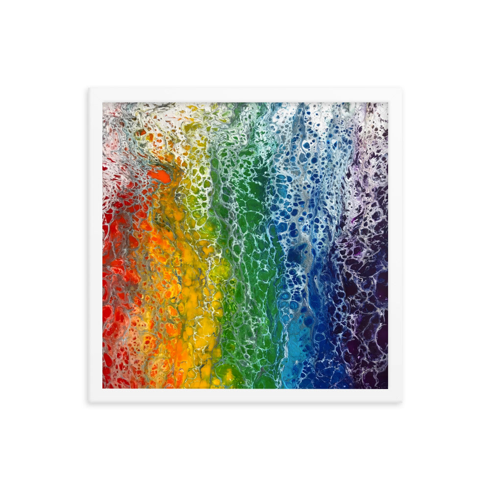 Rainbow Flag fluid art print, LGBTQ framed poster