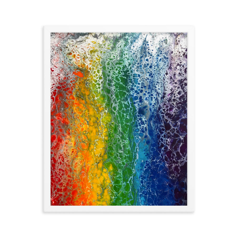 Rainbow Flag fluid art print, LGBTQ framed poster