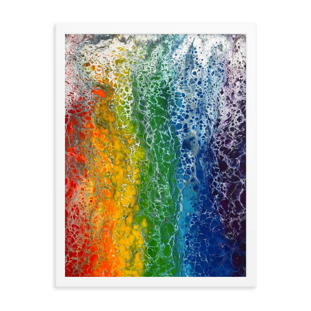 Rainbow Flag fluid art print, LGBTQ framed poster