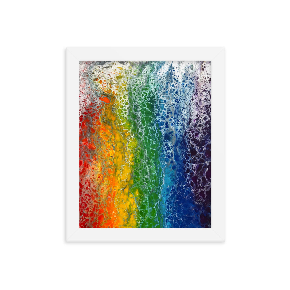 Rainbow Flag fluid art print, LGBTQ framed poster