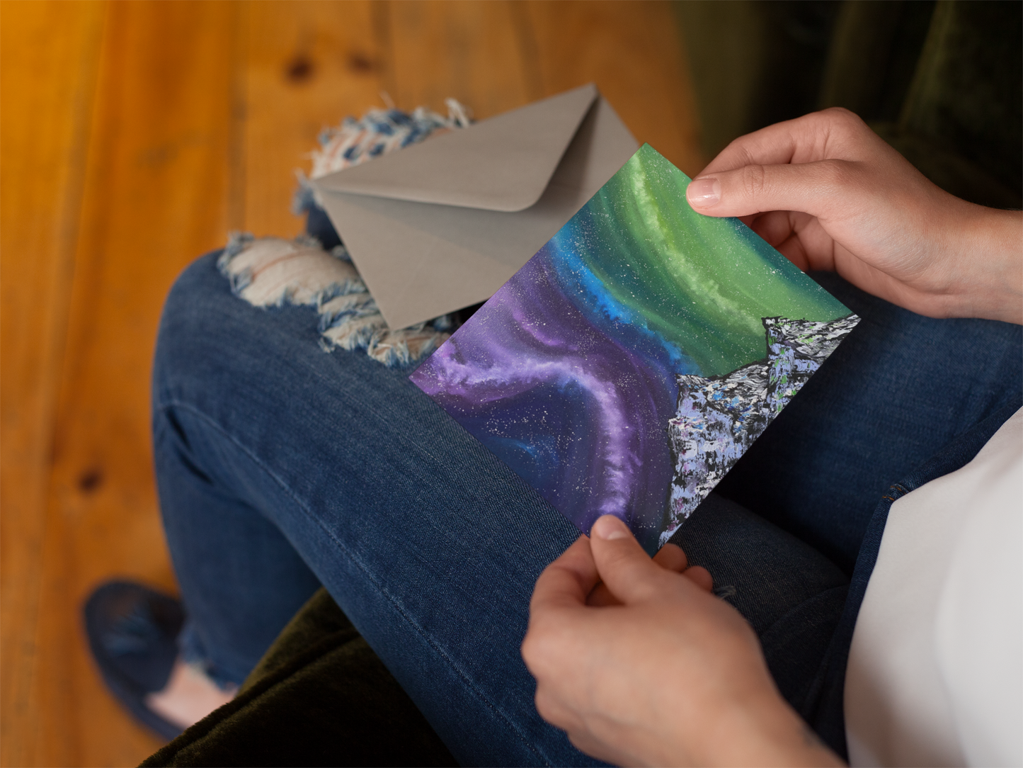 Aurora & Mountains Greeting Card