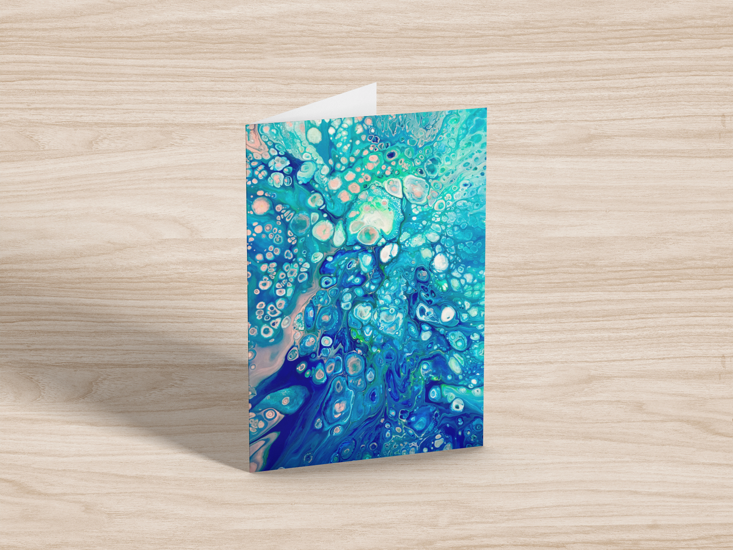 Peach & Aqua Fluid Art Greeting Card