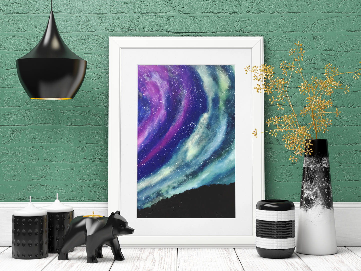 Aurora Night Sky Art Print | Winter Wonderland Home Decor