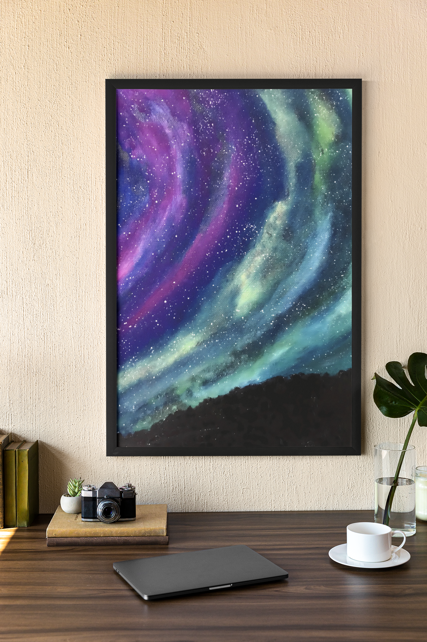 Aurora Night Sky Art Print | Winter Wonderland Home Decor