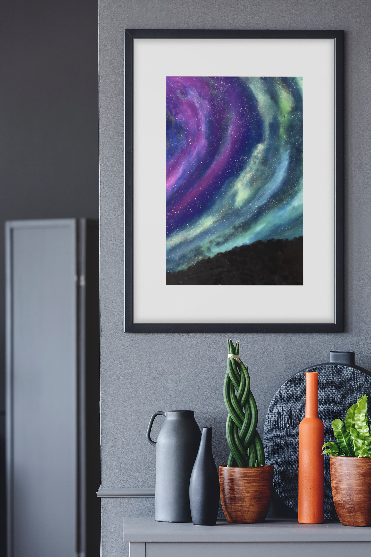 Aurora Night Sky Art Print | Winter Wonderland Home Decor