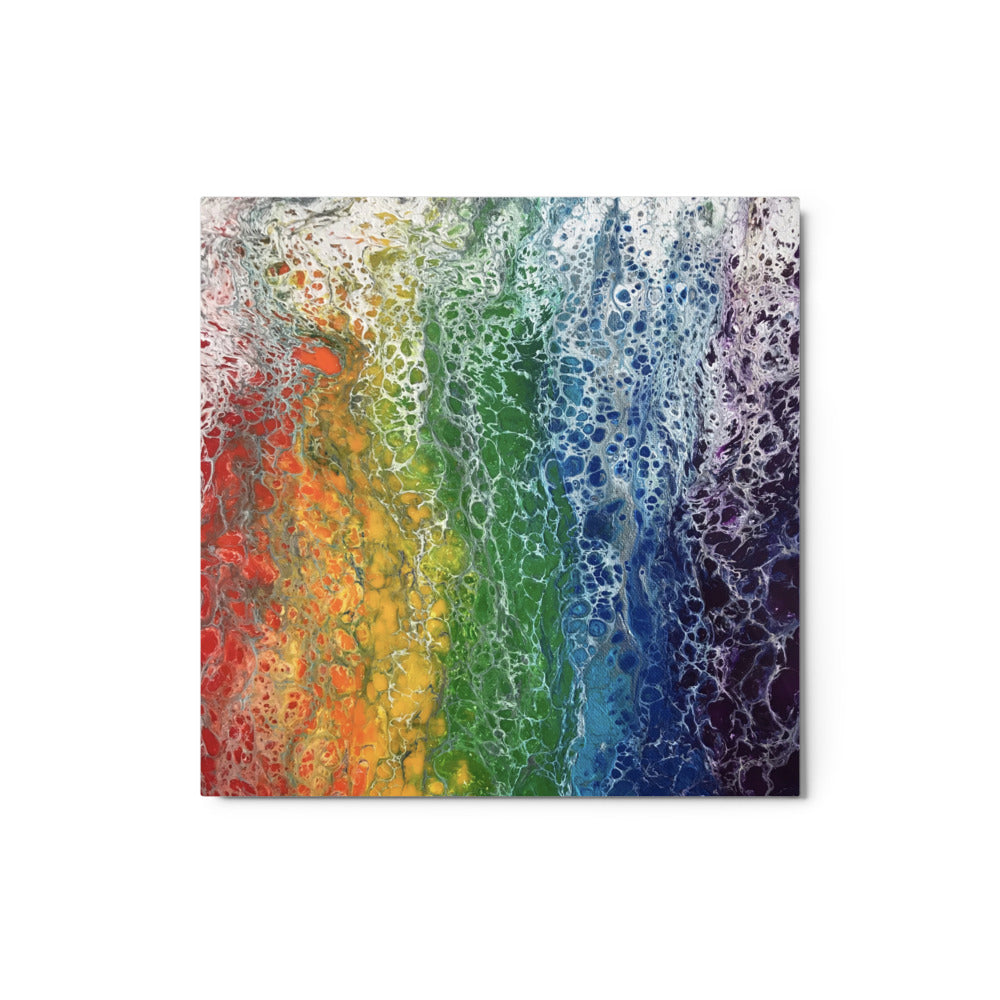 Rainbow Flag Metal Art Print - Abstract Fluid Art