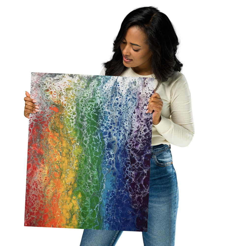 Rainbow Flag Metal Art Print - Abstract Fluid Art