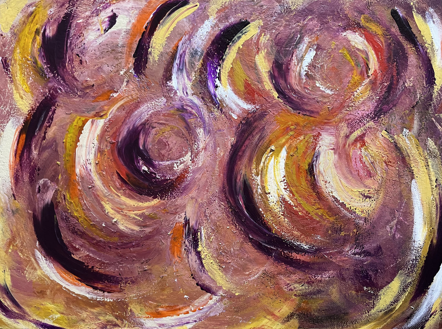 Yellow & purple abstract art original acrylic painting