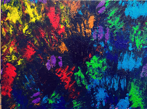 Rainbow textured abstract art original acrylic painting