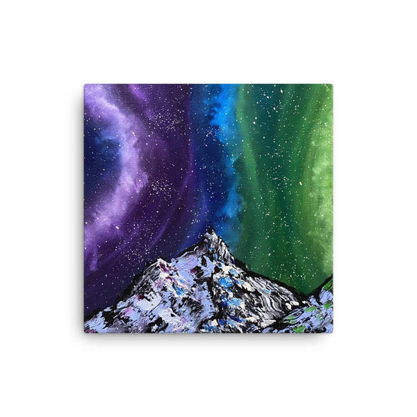 Aurora Night Sky and Mountains Canvas Print