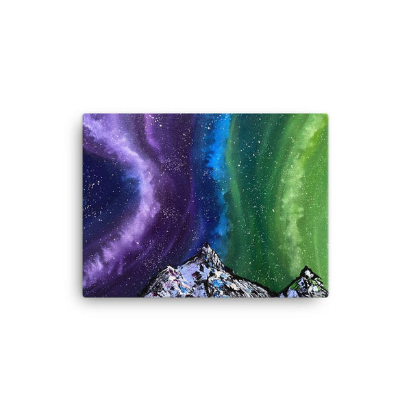 Aurora Night Sky and Mountains Canvas Print