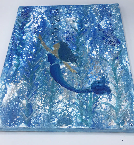 “Mermaid,” Original Acrylic Painting - Fluid Art