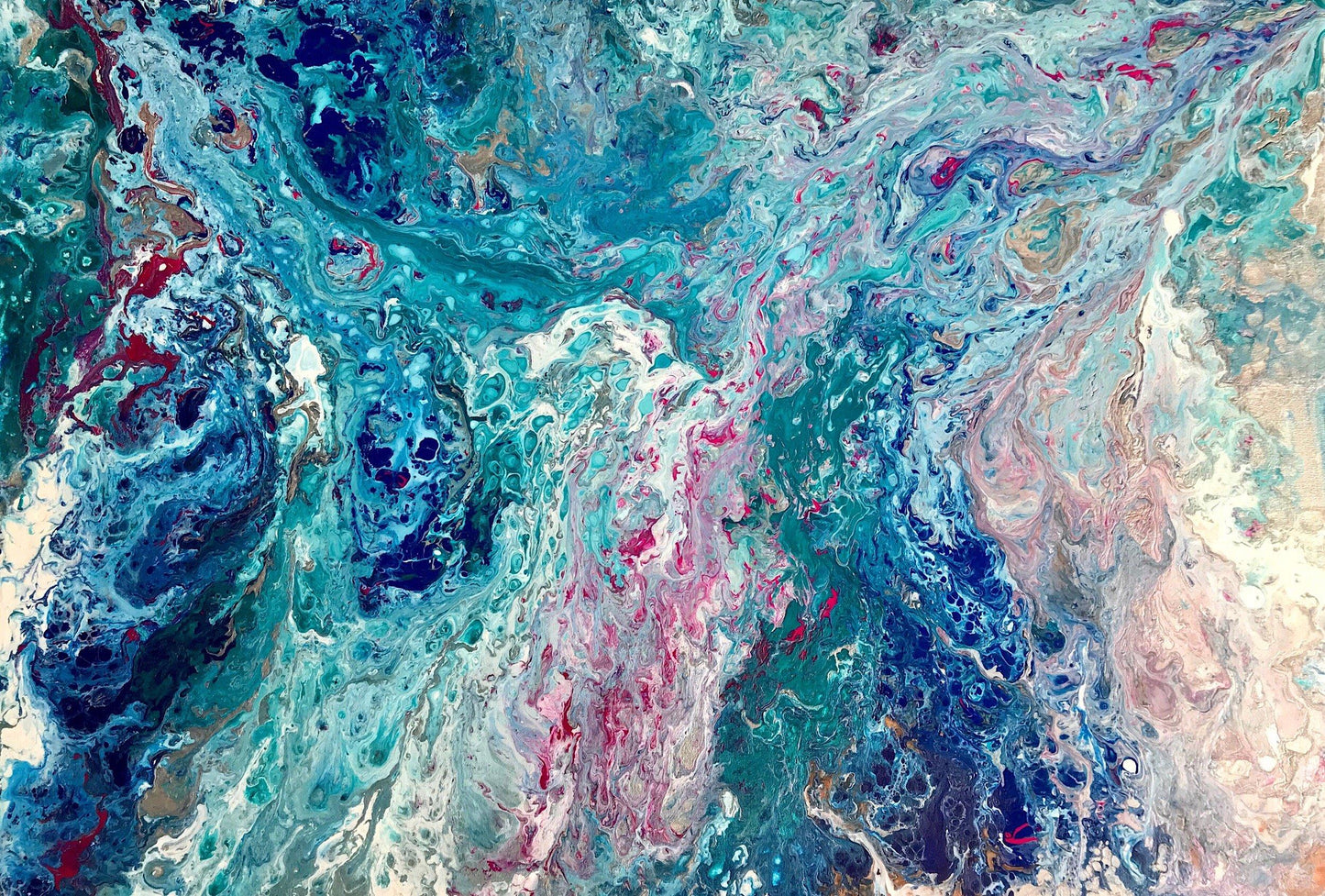 “Waterfall,” Original Large Fluid Art Acrylic Painting, Abstract Art